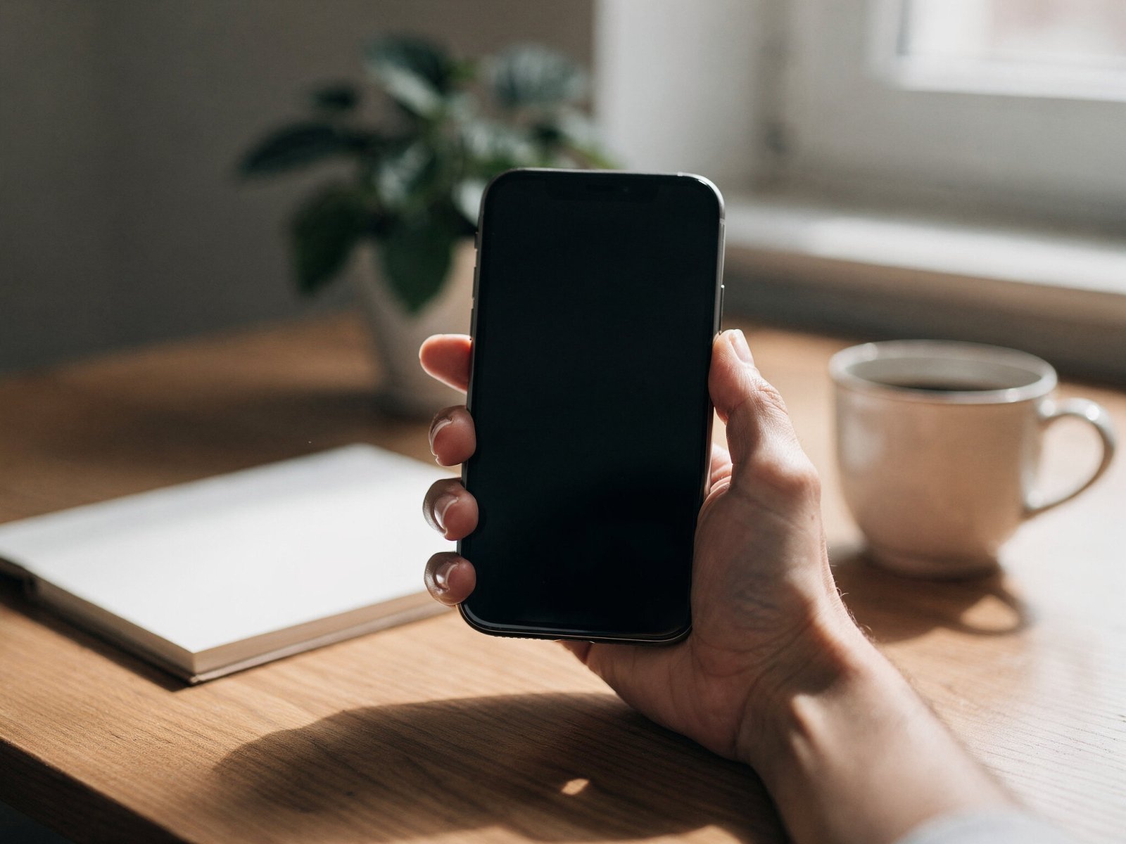 Smartphone mit abstrakter KI-Chat-Oberflaeche